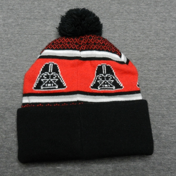 Star Wars Winter Hat Beanie Adult Red Black Darth Vader Classic Embroidered Logo - Picture 4 of 9